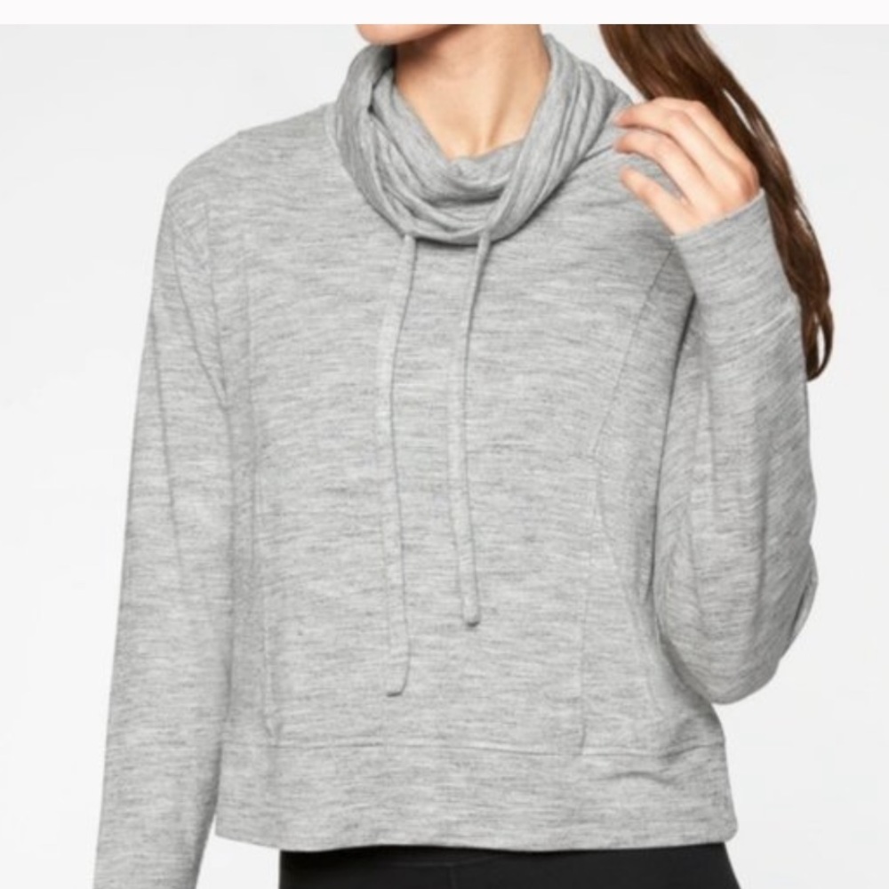 Athleta Cowl Neck Lightweight Crop Sweatshirt Gray